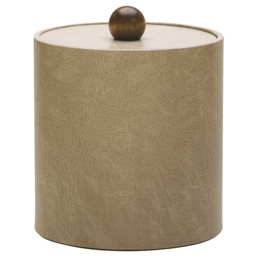 Glamour Line 3 Quart Round Leatherette Ice Bucket, Taupe